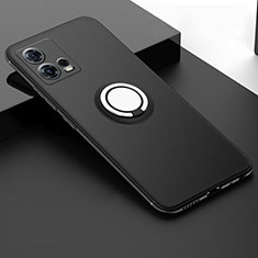 Ultra-thin Silicone Gel Soft Case Cover with Magnetic Finger Ring Stand for Motorola Moto S30 Pro 5G Black