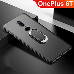 Ultra-thin Silicone Gel Soft Case Cover with Magnetic Finger Ring Stand for OnePlus 6T Black