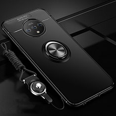 Ultra-thin Silicone Gel Soft Case Cover with Magnetic Finger Ring Stand for OnePlus 7T Black