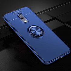 Ultra-thin Silicone Gel Soft Case Cover with Magnetic Finger Ring Stand for Oppo K3 Blue