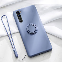 Ultra-thin Silicone Gel Soft Case Cover with Magnetic Finger Ring Stand for Oppo Reno3 Gray