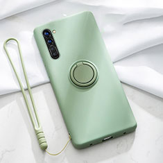 Ultra-thin Silicone Gel Soft Case Cover with Magnetic Finger Ring Stand for Oppo Reno3 Green
