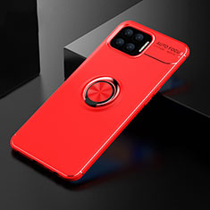 Ultra-thin Silicone Gel Soft Case Cover with Magnetic Finger Ring Stand for Oppo Reno4 Lite Red