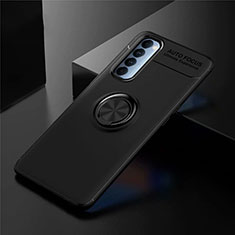 Ultra-thin Silicone Gel Soft Case Cover with Magnetic Finger Ring Stand for Oppo Reno4 Pro 4G Black