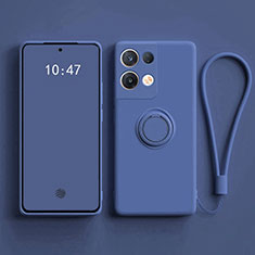 Ultra-thin Silicone Gel Soft Case Cover with Magnetic Finger Ring Stand for Oppo Reno8 Pro 5G Blue