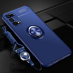 Ultra-thin Silicone Gel Soft Case Cover with Magnetic Finger Ring Stand for Realme Q2 5G Blue