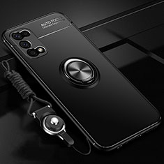 Ultra-thin Silicone Gel Soft Case Cover with Magnetic Finger Ring Stand for Realme V5 5G Black