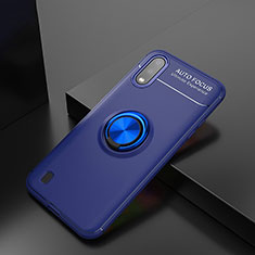 Ultra-thin Silicone Gel Soft Case Cover with Magnetic Finger Ring Stand for Samsung Galaxy A01 SM-A015 Blue