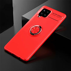 Ultra-thin Silicone Gel Soft Case Cover with Magnetic Finger Ring Stand for Samsung Galaxy A42 5G Red