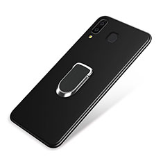 Ultra-thin Silicone Gel Soft Case Cover with Magnetic Finger Ring Stand for Samsung Galaxy A8 Star Black