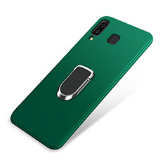 Ultra-thin Silicone Gel Soft Case Cover with Magnetic Finger Ring Stand for Samsung Galaxy A8 Star Green