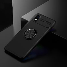Ultra-thin Silicone Gel Soft Case Cover with Magnetic Finger Ring Stand for Samsung Galaxy M01 Core Black
