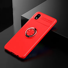 Ultra-thin Silicone Gel Soft Case Cover with Magnetic Finger Ring Stand for Samsung Galaxy M01 Core Red