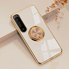 Ultra-thin Silicone Gel Soft Case Cover with Magnetic Finger Ring Stand for Sony Xperia 10 III Lite White