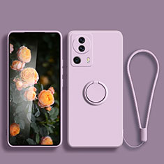 Ultra-thin Silicone Gel Soft Case Cover with Magnetic Finger Ring Stand for Xiaomi Civi 2 5G Clove Purple