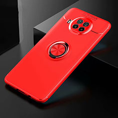 Ultra-thin Silicone Gel Soft Case Cover with Magnetic Finger Ring Stand for Xiaomi Mi 10T Lite 5G Red