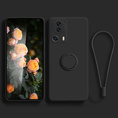 Ultra-thin Silicone Gel Soft Case Cover with Magnetic Finger Ring Stand for Xiaomi Mi 12 Lite NE 5G Black