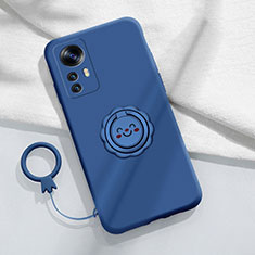 Ultra-thin Silicone Gel Soft Case Cover with Magnetic Finger Ring Stand for Xiaomi Mi 12T Pro 5G Blue