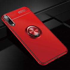 Ultra-thin Silicone Gel Soft Case Cover with Magnetic Finger Ring Stand for Xiaomi Mi A3 Red