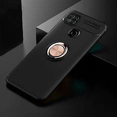 Ultra-thin Silicone Gel Soft Case Cover with Magnetic Finger Ring Stand for Xiaomi POCO C3 Gold and Black