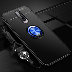 Ultra-thin Silicone Gel Soft Case Cover with Magnetic Finger Ring Stand for Xiaomi Poco X2 Blue and Black