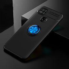 Ultra-thin Silicone Gel Soft Case Cover with Magnetic Finger Ring Stand for Xiaomi Redmi 9 Activ Blue and Black