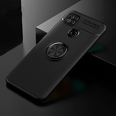 Ultra-thin Silicone Gel Soft Case Cover with Magnetic Finger Ring Stand for Xiaomi Redmi 9 India Black