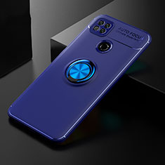 Ultra-thin Silicone Gel Soft Case Cover with Magnetic Finger Ring Stand for Xiaomi Redmi 9 India Blue