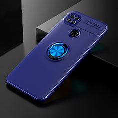 Ultra-thin Silicone Gel Soft Case Cover with Magnetic Finger Ring Stand for Xiaomi Redmi 9C Blue