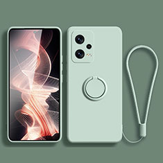 Ultra-thin Silicone Gel Soft Case Cover with Magnetic Finger Ring Stand for Xiaomi Redmi Note 12 Pro+ Plus 5G Matcha Green