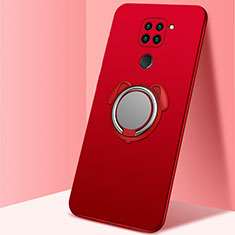 Ultra-thin Silicone Gel Soft Case Cover with Magnetic Finger Ring Stand G01 for Xiaomi Redmi Note 9 Red