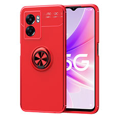 Ultra-thin Silicone Gel Soft Case Cover with Magnetic Finger Ring Stand JM1 for Oppo K10 5G India Red