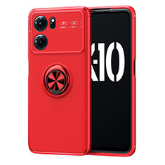 Ultra-thin Silicone Gel Soft Case Cover with Magnetic Finger Ring Stand JM1 for Oppo K10 5G Red