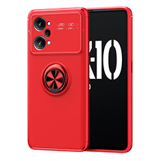 Ultra-thin Silicone Gel Soft Case Cover with Magnetic Finger Ring Stand JM1 for Oppo K10 Pro 5G Red