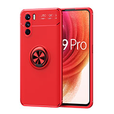 Ultra-thin Silicone Gel Soft Case Cover with Magnetic Finger Ring Stand JM1 for Oppo K9 Pro 5G Red