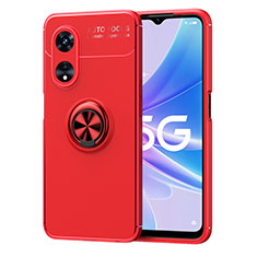 Ultra-thin Silicone Gel Soft Case Cover with Magnetic Finger Ring Stand JM1 for Oppo Reno8 T 5G Red