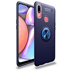 Ultra-thin Silicone Gel Soft Case Cover with Magnetic Finger Ring Stand JM1 for Samsung Galaxy A10s Blue