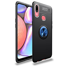 Ultra-thin Silicone Gel Soft Case Cover with Magnetic Finger Ring Stand JM1 for Samsung Galaxy A10s Blue and Black