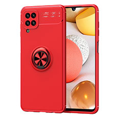 Ultra-thin Silicone Gel Soft Case Cover with Magnetic Finger Ring Stand JM1 for Samsung Galaxy A12 5G Red