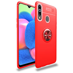 Ultra-thin Silicone Gel Soft Case Cover with Magnetic Finger Ring Stand JM1 for Samsung Galaxy A20s Red