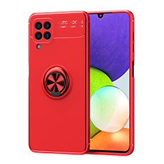 Ultra-thin Silicone Gel Soft Case Cover with Magnetic Finger Ring Stand JM1 for Samsung Galaxy A22 4G Red