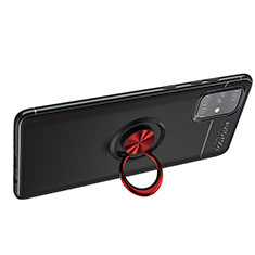 Ultra-thin Silicone Gel Soft Case Cover with Magnetic Finger Ring Stand JM1 for Samsung Galaxy A51 5G Red and Black