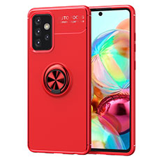 Ultra-thin Silicone Gel Soft Case Cover with Magnetic Finger Ring Stand JM1 for Samsung Galaxy A52s 5G Red