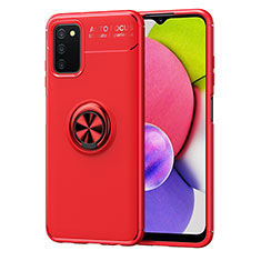 Ultra-thin Silicone Gel Soft Case Cover with Magnetic Finger Ring Stand JM1 for Samsung Galaxy M02s Red