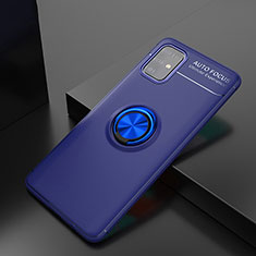 Ultra-thin Silicone Gel Soft Case Cover with Magnetic Finger Ring Stand JM1 for Samsung Galaxy M31s Blue