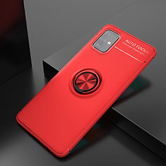 Ultra-thin Silicone Gel Soft Case Cover with Magnetic Finger Ring Stand JM1 for Samsung Galaxy M31s Red