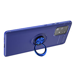 Ultra-thin Silicone Gel Soft Case Cover with Magnetic Finger Ring Stand JM1 for Samsung Galaxy S10 Lite Blue