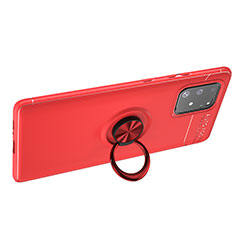 Ultra-thin Silicone Gel Soft Case Cover with Magnetic Finger Ring Stand JM1 for Samsung Galaxy S10 Lite Red