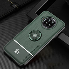 Ultra-thin Silicone Gel Soft Case Cover with Magnetic Finger Ring Stand JM1 for Xiaomi Mi 10i 5G Green