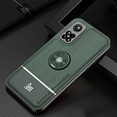 Ultra-thin Silicone Gel Soft Case Cover with Magnetic Finger Ring Stand JM1 for Xiaomi Mi 10T 5G Green